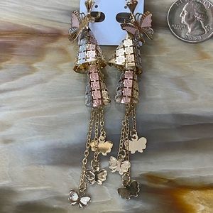 Chandelier Butterfly Tricolor Earrings